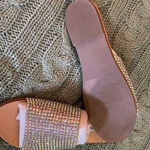 Steve Madden Rhinestone Slide Sandals sz 10 literally wore 1 time